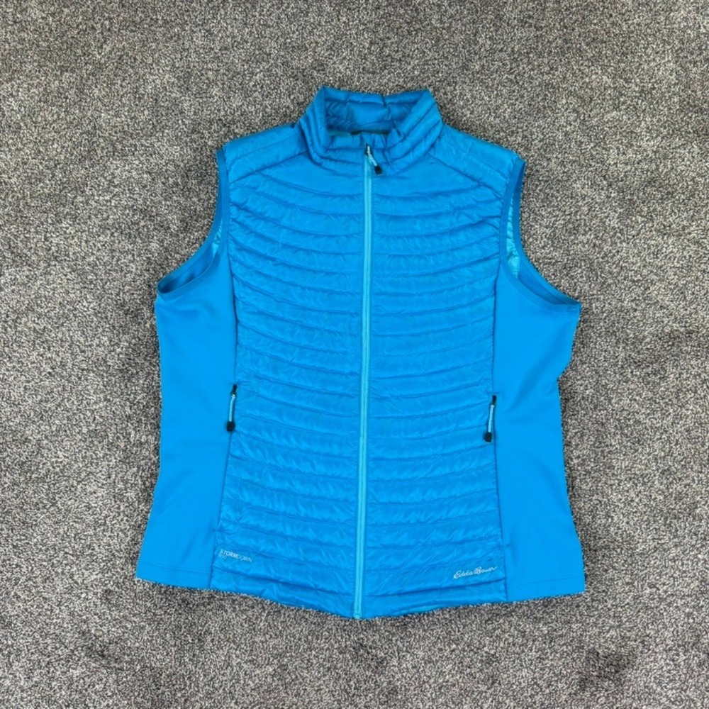 Eddie Bauer First Ascent StormDown 800 Puffer Vest Women XL Blue Full Zip Hiking
